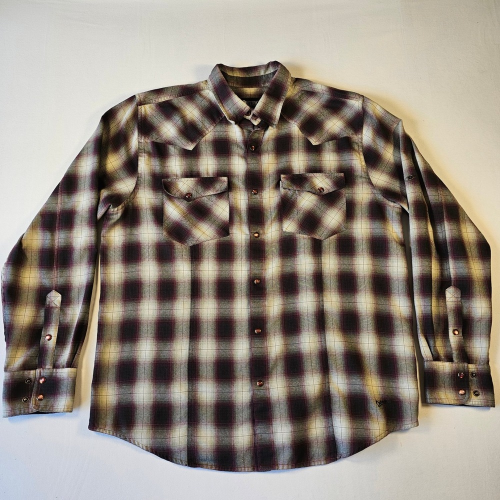 Outback Trading Company Men's Flannel Large Plaid Western Pearl Snap